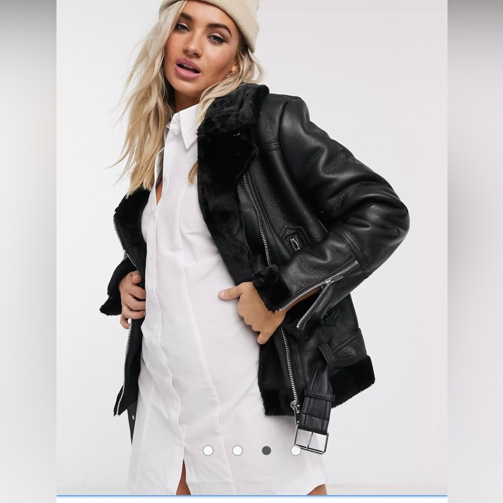 🚫SOLD 🚫Topshop faux leather biker jacket in black